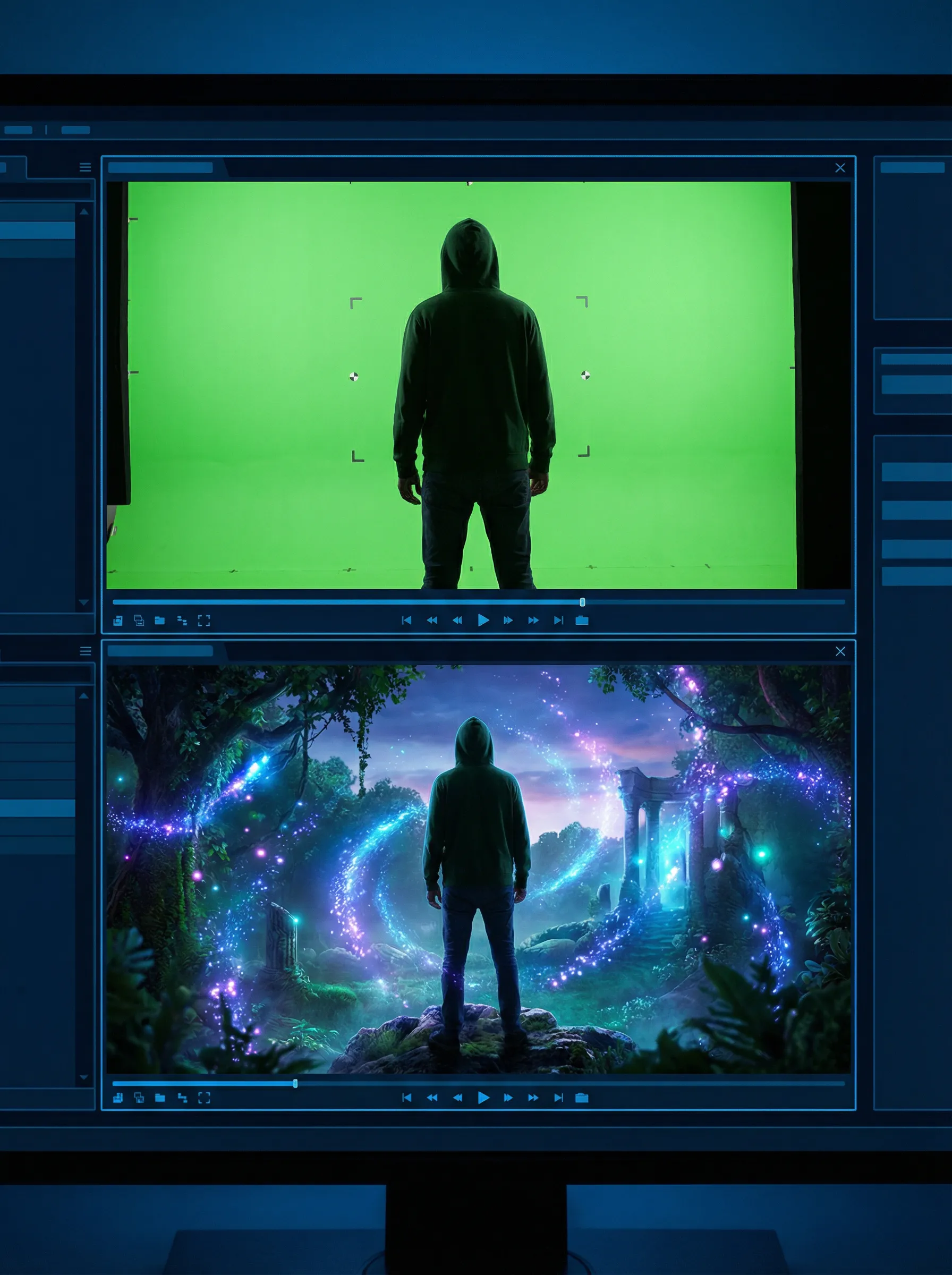 苍井空 绿幕抠图合成 - 奇幻场景VFX特效